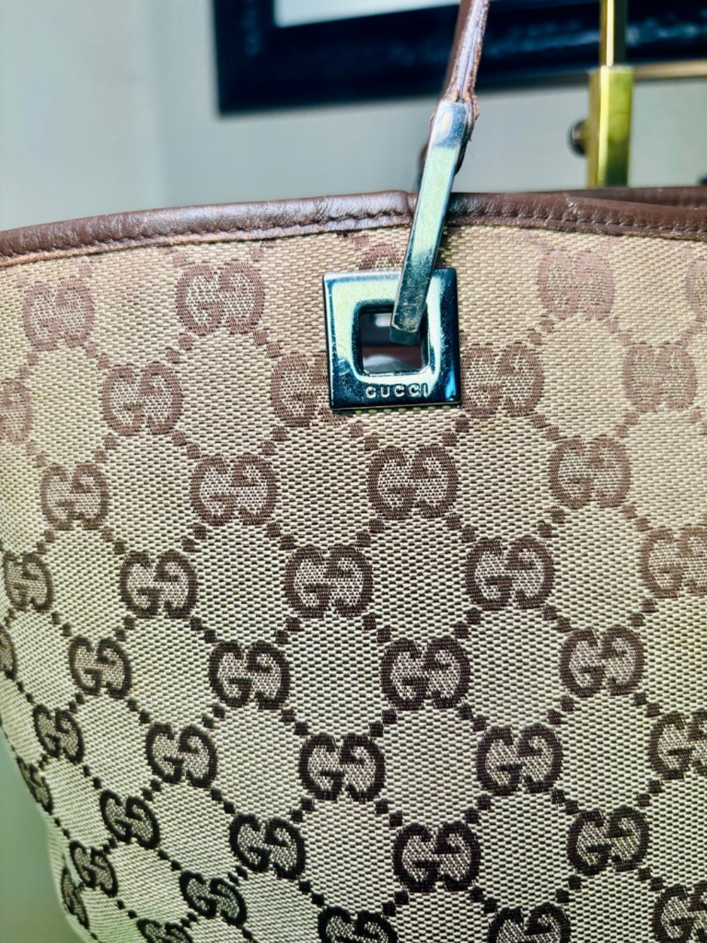 Authentic Vintage Gucci GG Monogram Canvas Tote Shoulder Bag w/COA - Picture 14 of 15